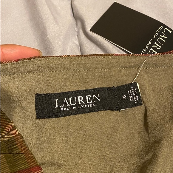 Lauren Ralph Lauren Plaid Ruffle-Trim Georgette Skirt Green Farm Olive 10 NWT - Picture 3 of 8